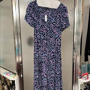 Talbots Purple and Blue Floral Midi Dress